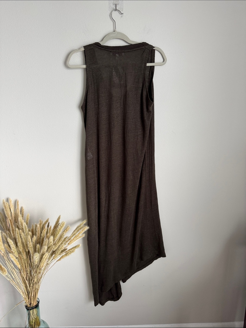 IRO Karossi Asymmetrical Linen Dress Brown Lace-Up Side Slit Sleeveless Size S - Picture 11 of 13